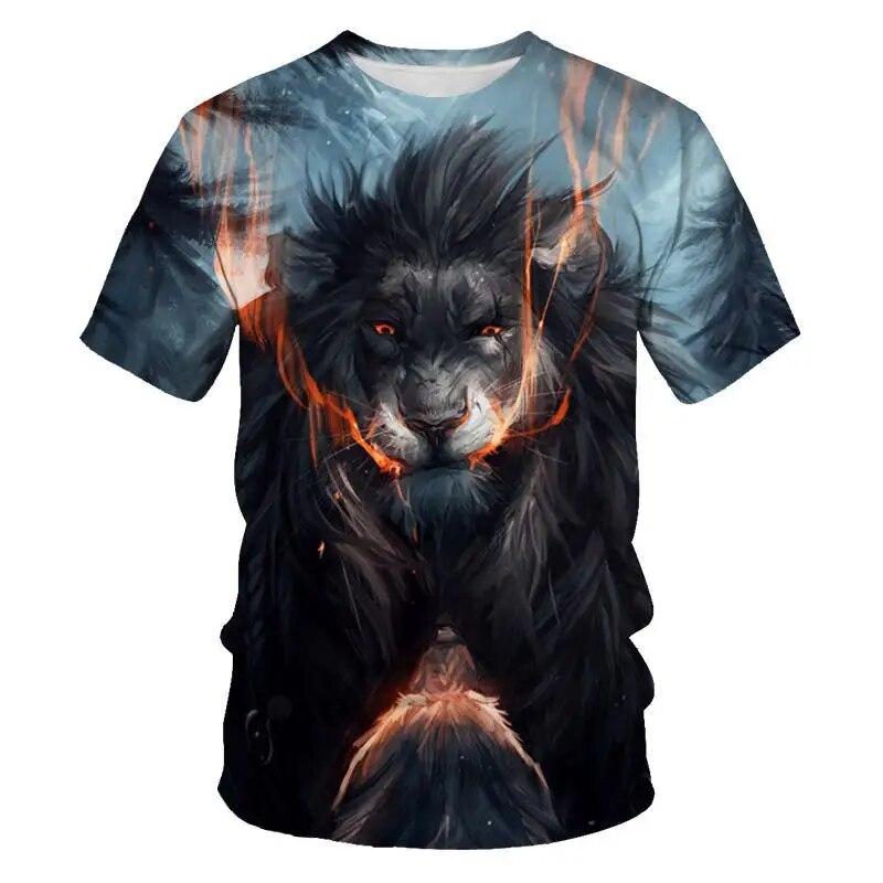 König der Tiere Löwe-Grafik-T-Shirts für Männer Sommermode Tiermuster-Druck-T-Shirt Lässiger cooler Stil Persönlichkeits-T-Shirt