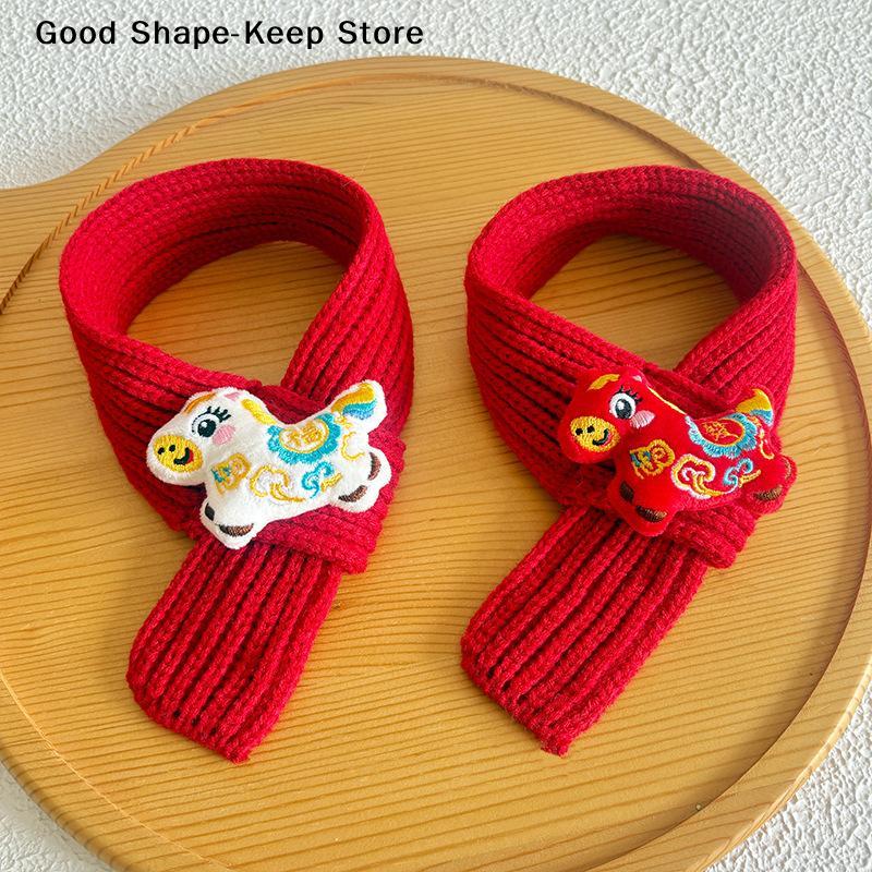 New Year Celebration Decoration Pet New Year Scarf Warm Knitted Neckerchief Pet Cat And Dog Red Scarf Pet Accessories Supplies
