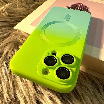 Magnetische Farbverlauf Flüssigsilikonhülle - Vollständige Abdeckung für iPhone 13/14 Pro Max