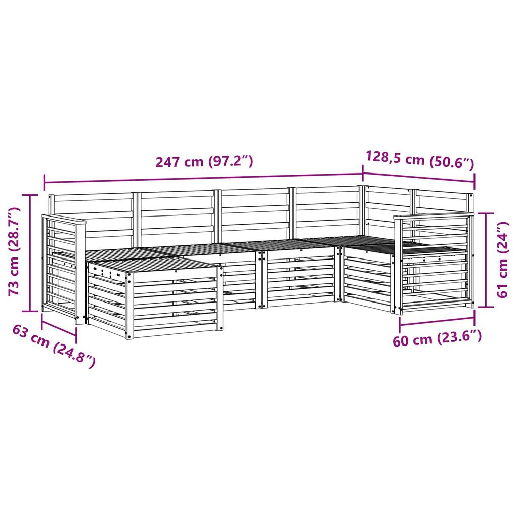 6 Piece Outdoor Sofa Set Natural Solid Acacia Wood