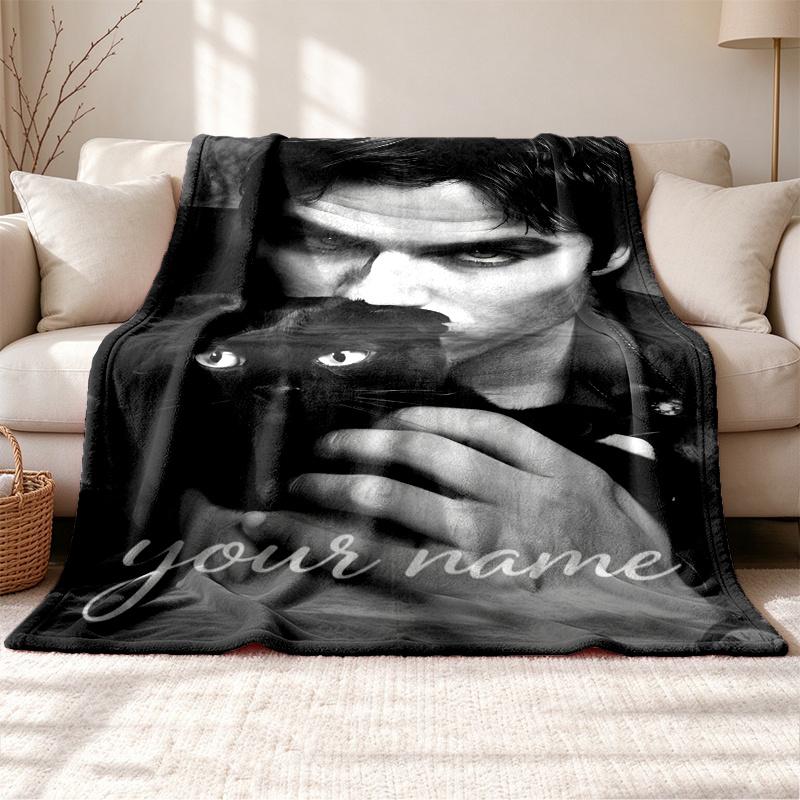 damon salvatore Customizable name outdoor blanket soft cozy and warm Multi-purpose office blanket outdoor camping and travel blanket all