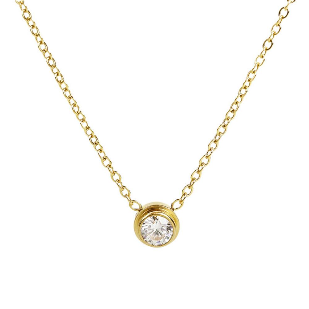 Punk Fashion Tiny CZ Circle Round Pendant For Women Gold Color Stainless Steel Choker Chain Necklace Female Jewelry Gift 2025