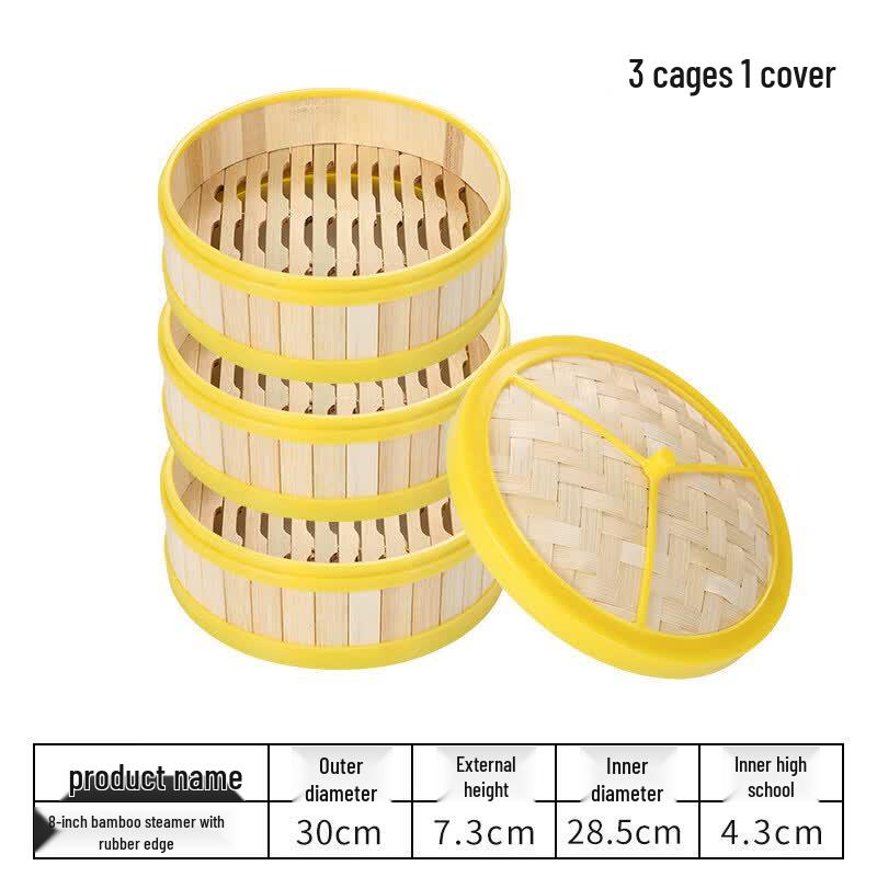 

30CM Three-Tier Bamboo Steamer with Lid