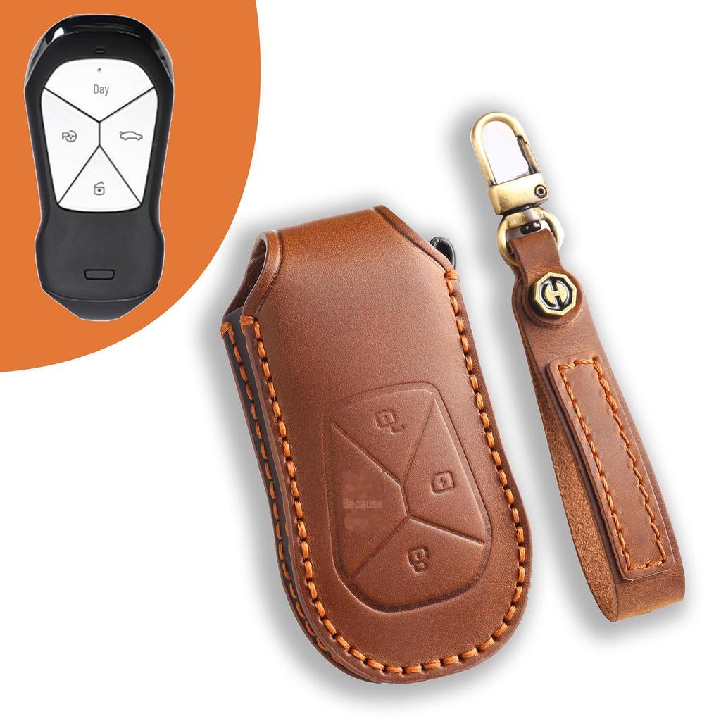 Premium Leder Schlüsselhülle für Xiaopeng G6/G9/P7i/P5 - Raffinierte Autoschlüssel-Schutzhülle mit Schnalle