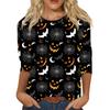 T-shirt da donna stampata allentata con maniche a 3/4, girocollo, moda casual, alla moda