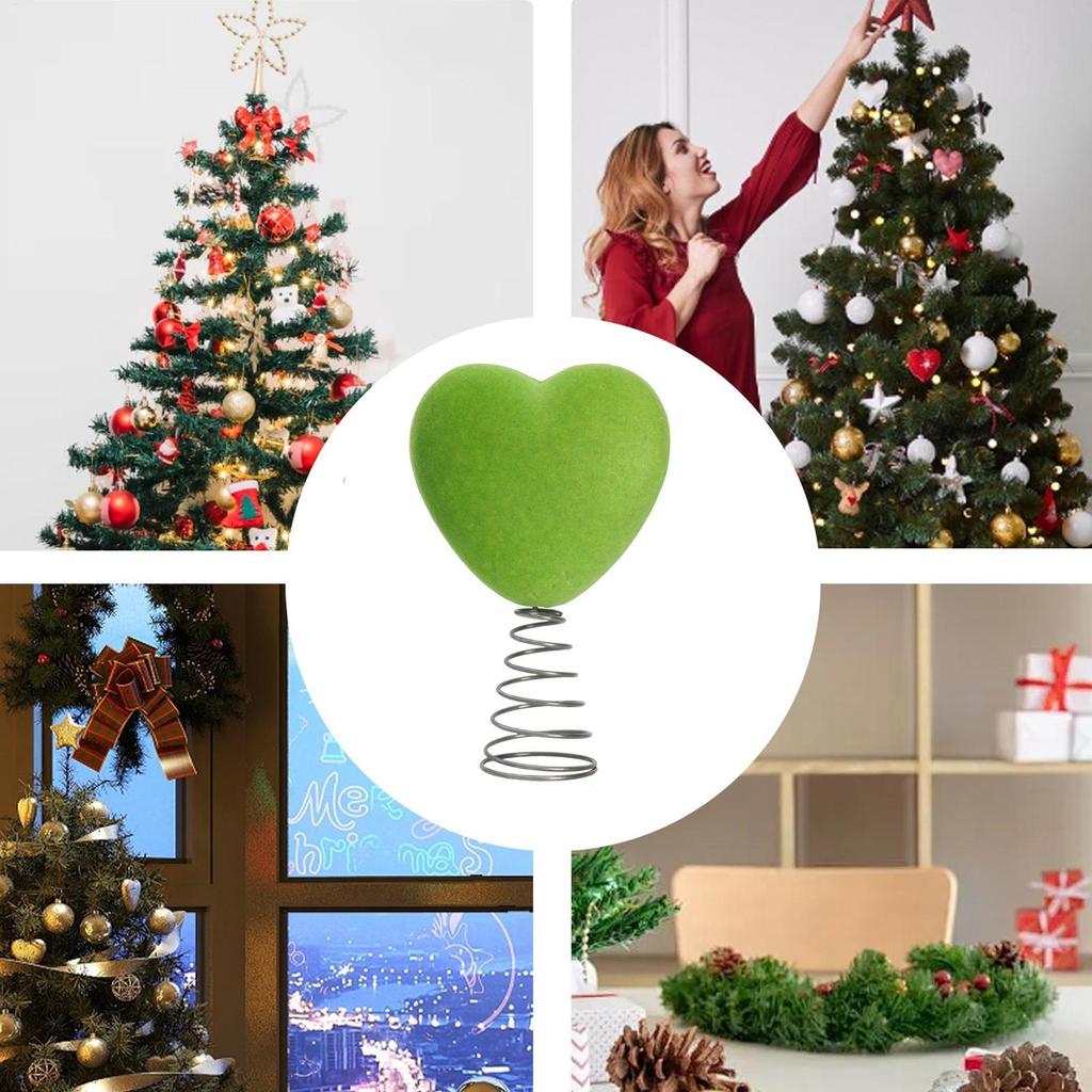 Valentines Tree Topper 3D Heart Shape Velvet Romantic Decoration Flocked Tree Topper For Holiday Christmas Daily Home Indoor