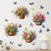 Flower Basket Butterfly Rose Peony Decals Self-adhesive Waterproof Wall Sticker