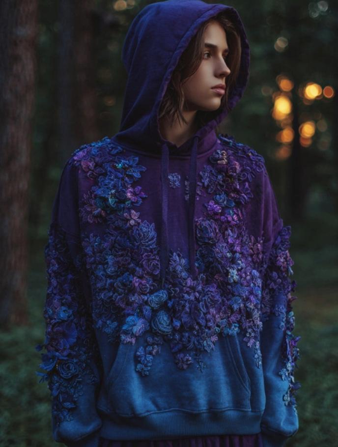 Women's Hooded Long Sleeve Sweatshirt Regular Fit Vintage Style 3D Digital Printed Thick Pullover Hoodie Bohemian Winter Casual Top