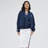 Skechers Retro Color Block Striped Warm Fashion Comfortable Stand Collar Zip Jacket Women Jackets Navy-Blue L324W021-002Z