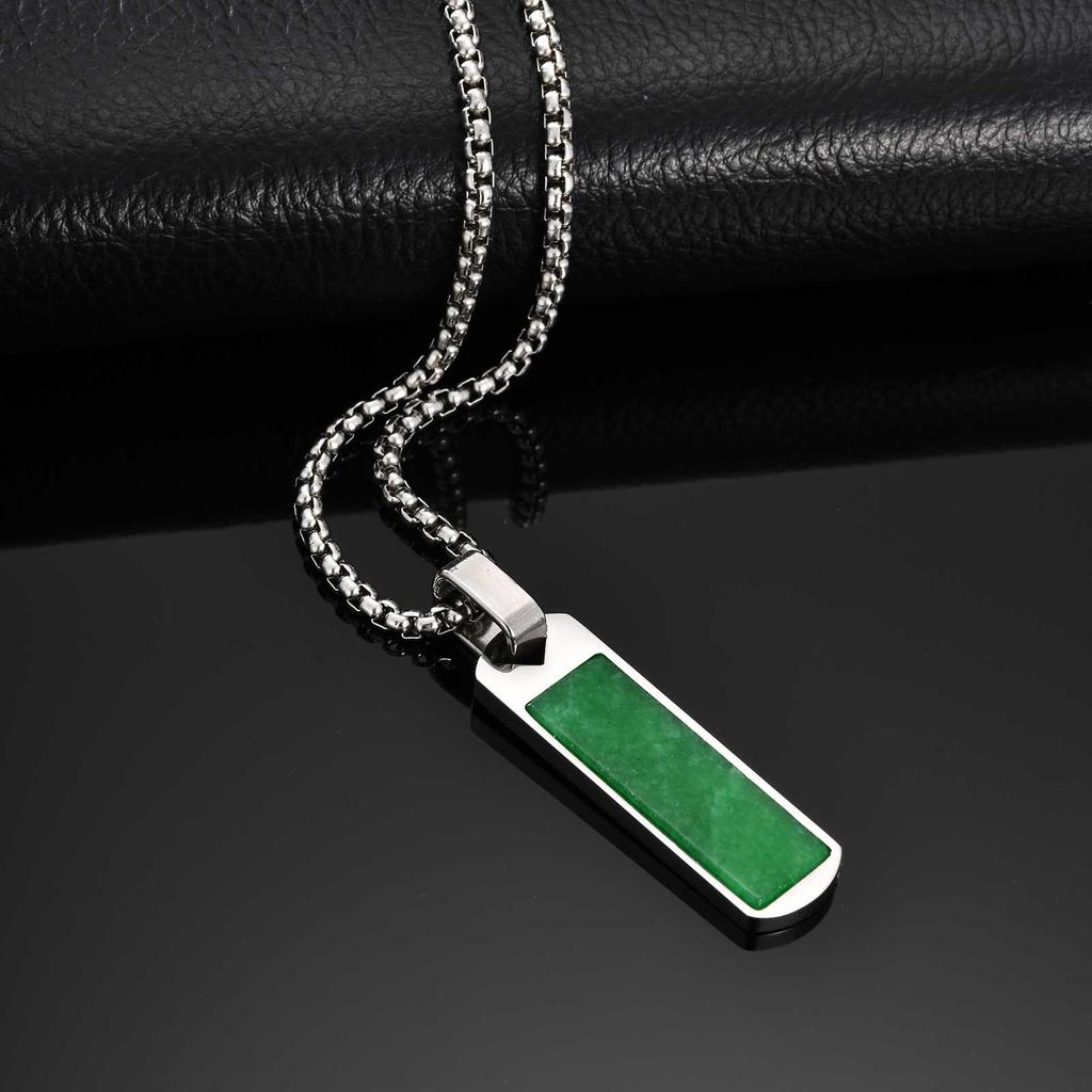 Small Rectangle Bar Pendant Necklace Stainless Steel Waterproof Punk Jewelry Cool Street Sport Wear