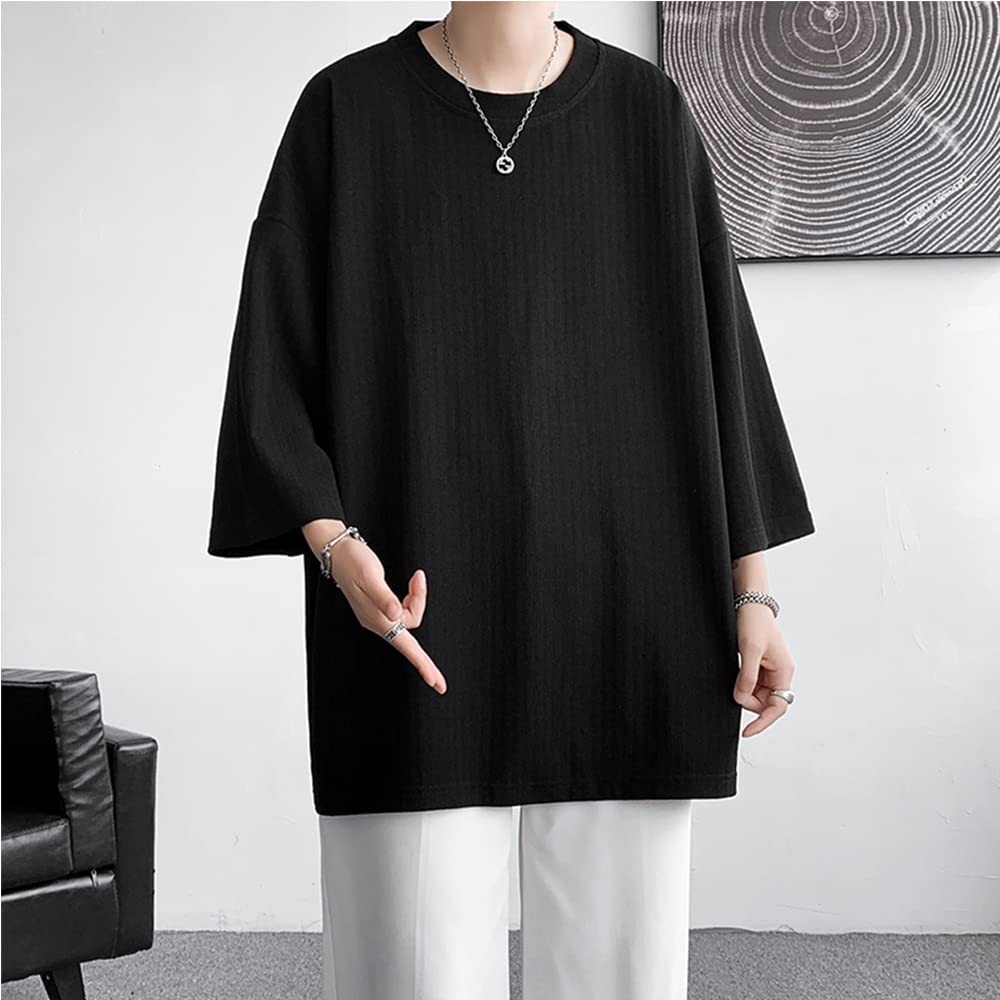 Summer Large Loose Big Summer Street Korean Style Soft to the [foveitaa] Men's T-shirt, Clothes, 3/4 Sleeves, Size, Cool, Fit, Cool, Silhouette,