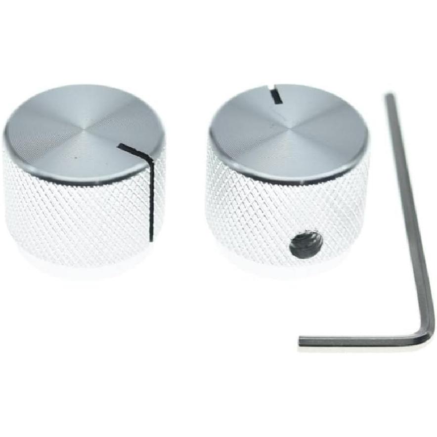 4-Pack 20mm Diam. Set Screw Style Aluminium Potentiometer Knobs 1/4" Universal Pot Control Knobs with Indicator for Guitar/Bass/AMP Amplifier Silver