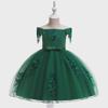 2024 One-Shoulder Puffy Princess Dress with Mesh Embroidery and Pearls for Girls