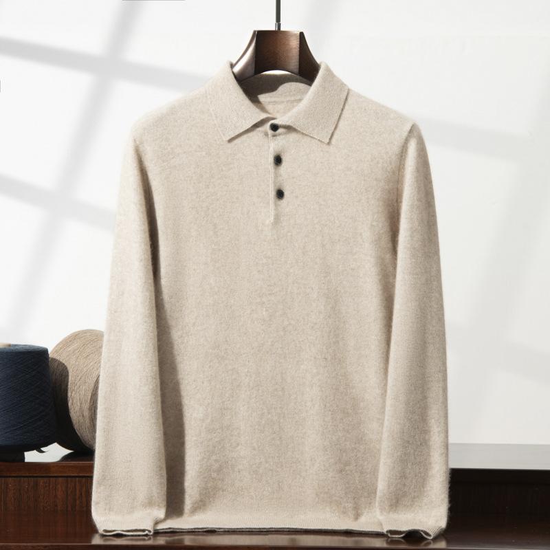 POLO neck cashmere sweater 2025 new flat middle-aged loose pullover sweater