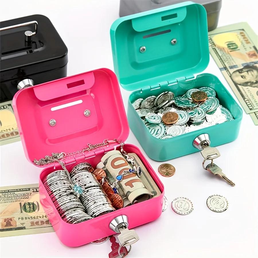 Creative Portable Piggy Bank Storage Box with Key Lock. Household Children's Loose Change Hand-held Storage Box