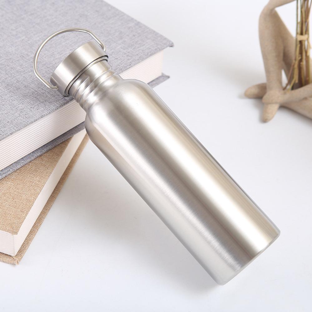 Single Layer Cycling Water Bottle with Handle Drinkware Stainless Steel Bicycle Flask  Hiking