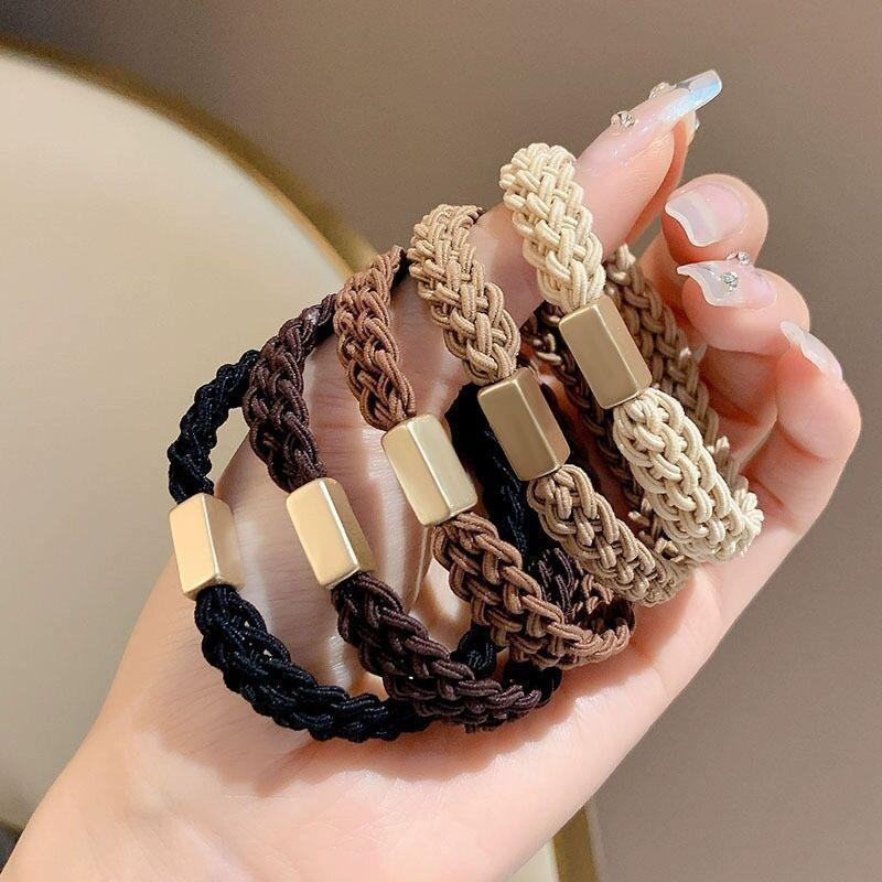 Elastico per Capelli a Scrunchie in Lussuosa Pelle Nera - Elastico Durevole per Capelli da Donna