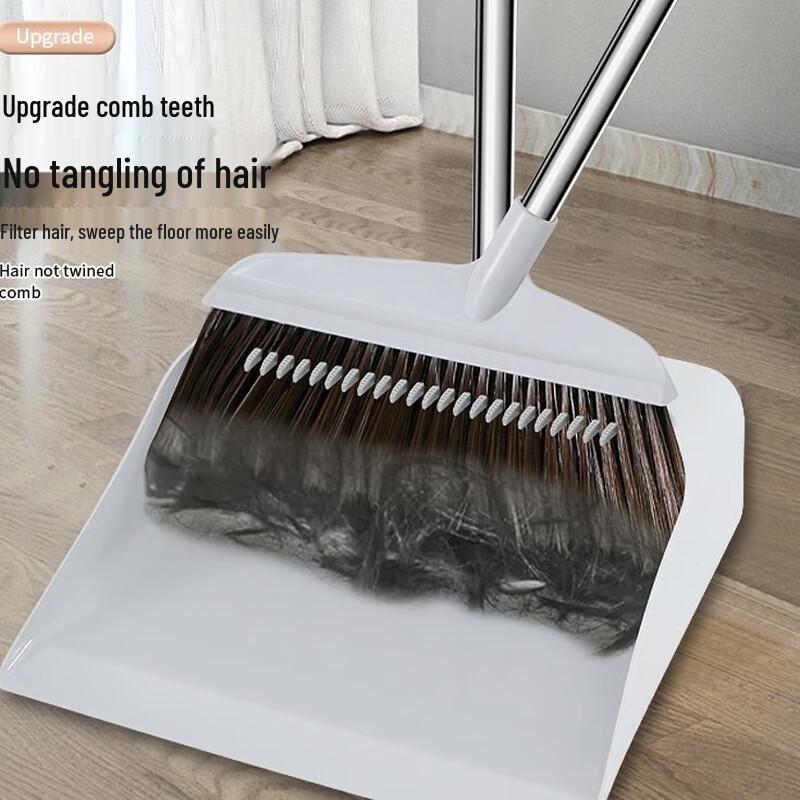 Brangdy Soft Bristle Broom & Dustpan Set