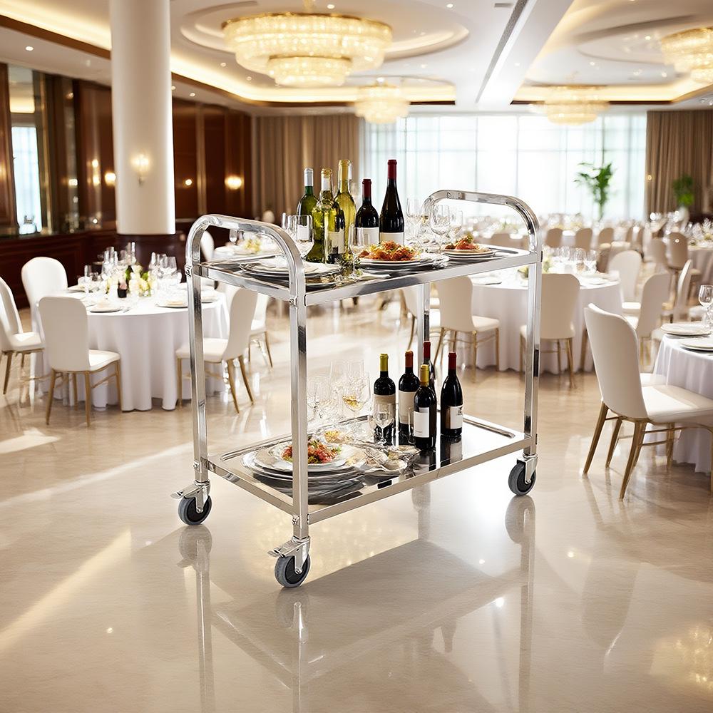Three-Tier Stainless Steel Meal Cart for Restaurant and Hotel Use