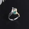 Elegant Mermaid Design Created Pear 5*7mm Emerald Nano Ring 925 Sterling Silver Jewelry for Women's Proposal and Banquet Gifts