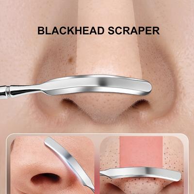 Stainless Steel Blackhead Remover with Case, Dual-purpose Tool, Dead Skin Cleaning Tool, Multi-functional Stirring Mask Massage Stick, Facial Cleansin
