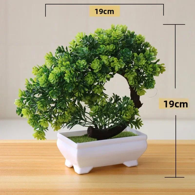 Small Artificial Potted Trees, Plastic Green Plants for Home Garden Decor, Indoor Outdoor Table Centerpieces for Hotel Party