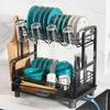 MAJALiS 2-Tier Dish Drying Rack, Dish Drainer, Kitchen Dish Rack, Dish Basket, Large Capacity, Black