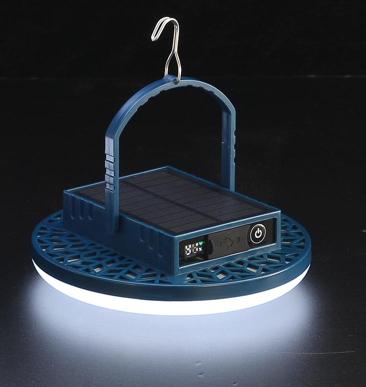 Солнечный туристический фонарь Перезаряжаемый светодиодный Мощный портативный фонарик Рыболовный свет Прожектор Магнитный палаточный фонарь Солнечный свет 4800mAh-100w синий