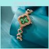 Fashionable Four-leaf Clover Quartz Watch For Women Decorative Green Gemstone Ladies Watch