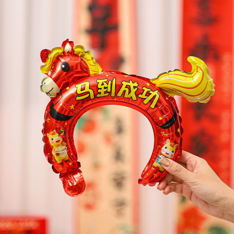10Pcs 2026 Year Of The Horse Balloon Hair Cards Headwear New Year Party Hair Accessories Cross Year Celebration Decor Supplies