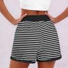 Women's Fashionable Relaxed-fit Striped Shorts With An Elasticated Waist Drawstring And Pockets