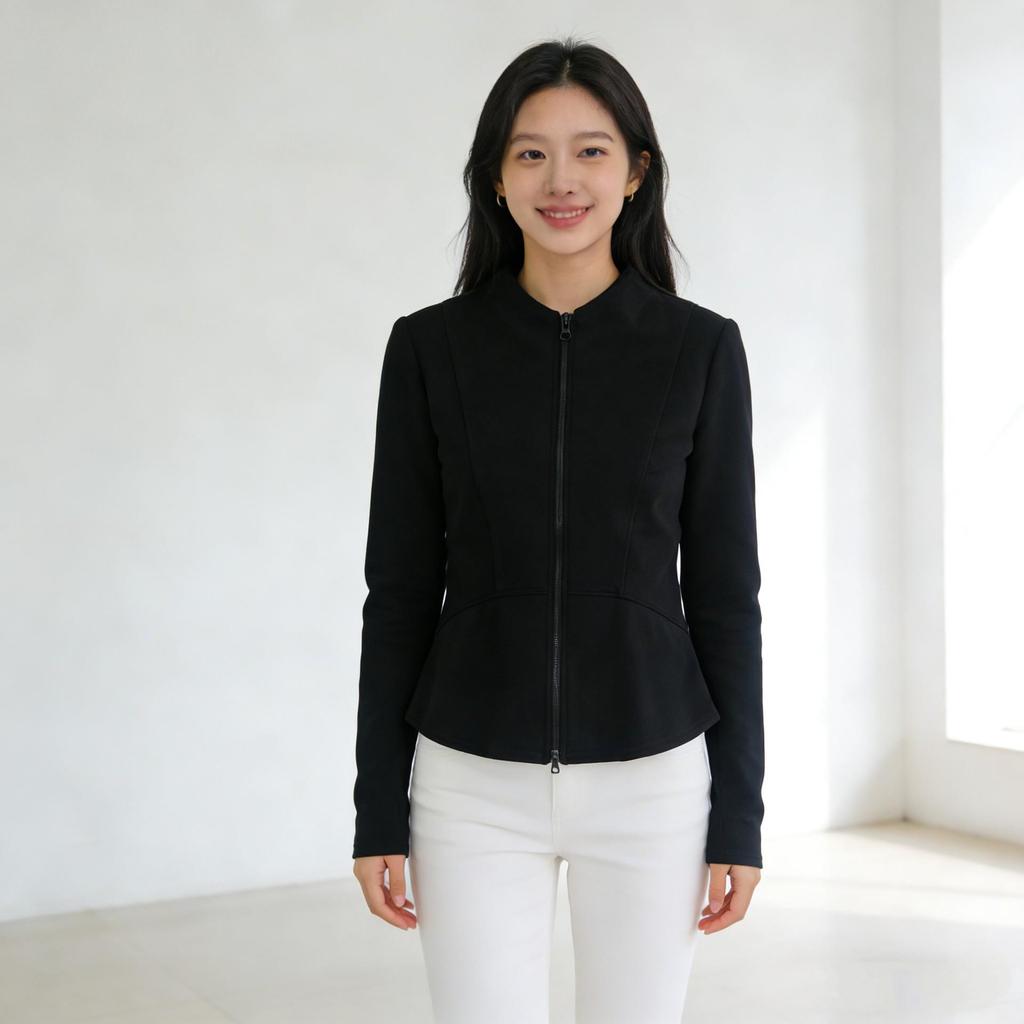 2026 Spring/Autumn Women's Slimming Short Jacket with Double Zipper & Stand-up Collar