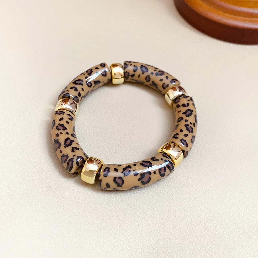 Neue gespleißte Bambusrohr Acryl Runde Armreifen für Damen Herren Mode Smuding Geometrische Armbänder Elastischer Armreif Partner Schmuck X