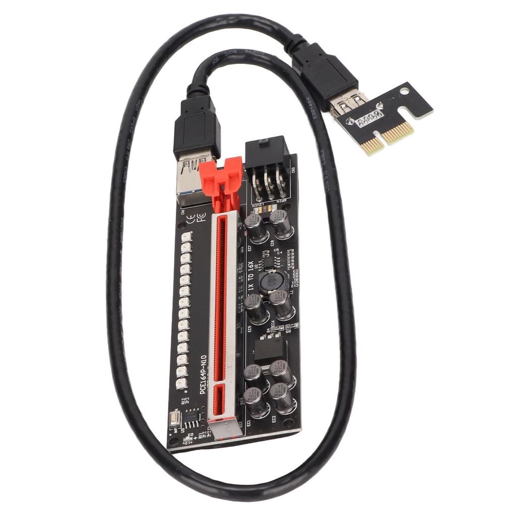 Riser-Adapterkarte 8 Excicon-Kondensatoren Mehrschichtige Abschirmung Feste Schnalle PCIE Riser 1x auf 16x Adapter
