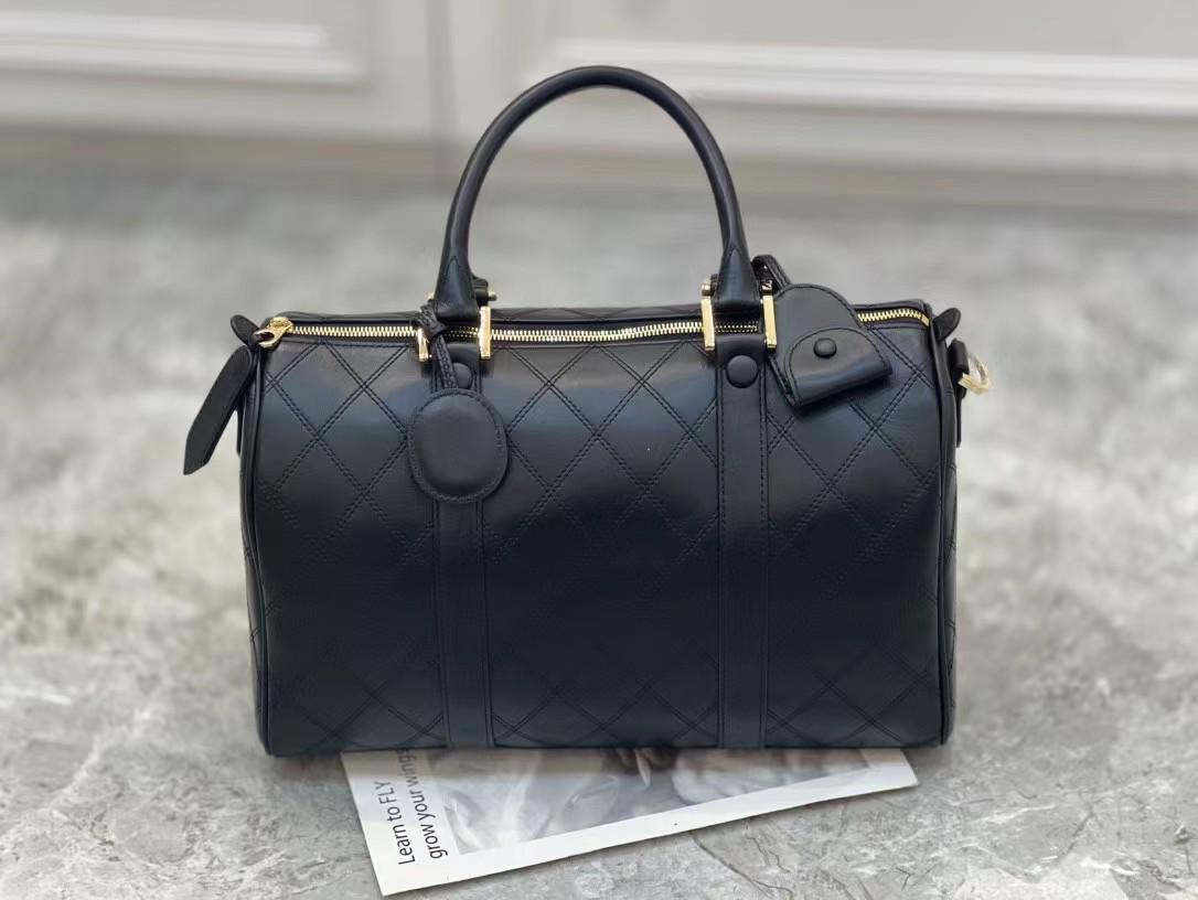 

2025 Spring Boston Leather Handbag: Stylish, Simple Shoulder & Crossbody Bag чёрный