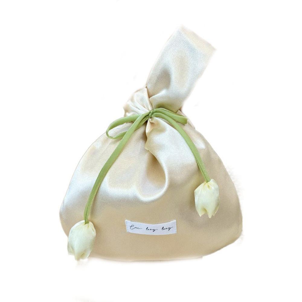 Vest Shape Tulip Wrist Bag Tope Handle Silk Cloth Wedding Beauty Bag New Chinese Style Large Capacity Goddess Day Gift Bag