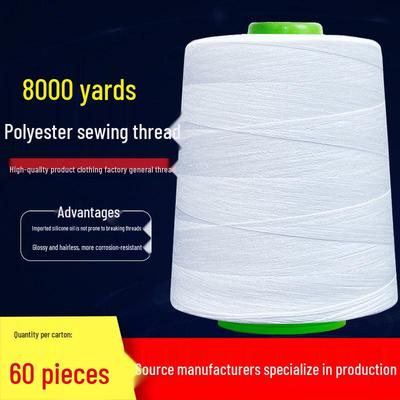 Polyester Thread Cone, 8000 Yards, Large Spool for High-Speed Sewing Machines, Black & White