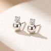 925 Silver Ball and Cubic Silver Earrings