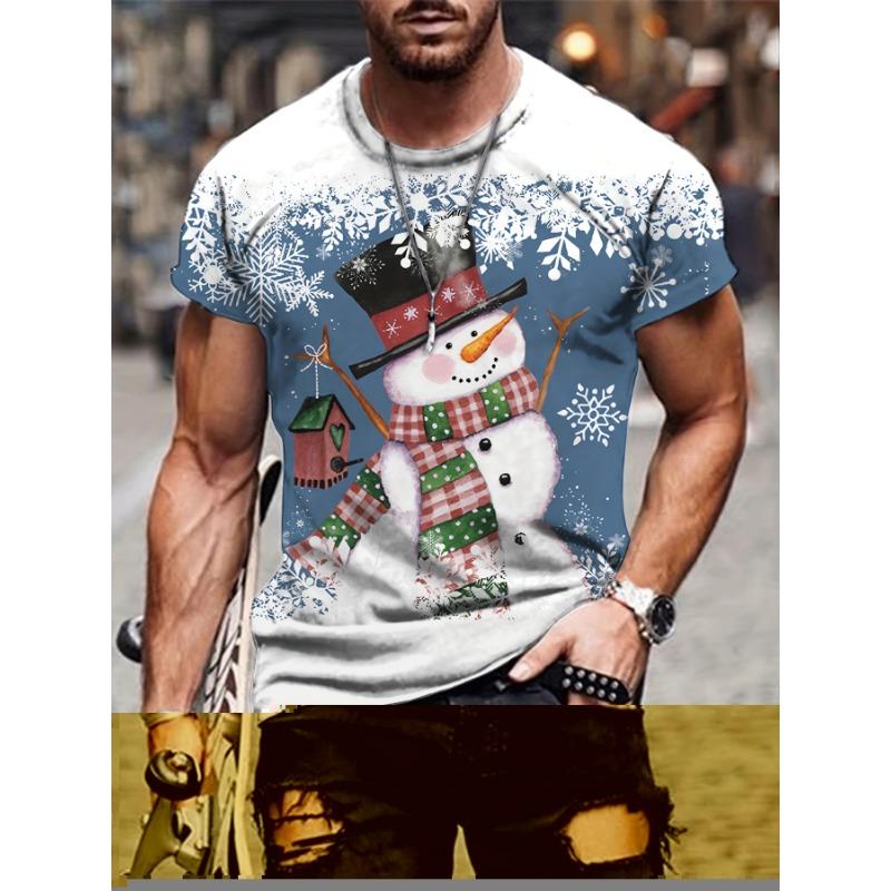 Christmas Reindeer T Shirts Santa Claus Snowman 3D Print Men Woman Streetwear T-Shirt Oversized Harajuku Kids Tops Tees Clothing