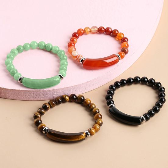 Women Bracelet 8mm Round Beads Natural Stones Elegant Pink Faux Crystal Bridge Ladies Bracelet Fashion Jewelry