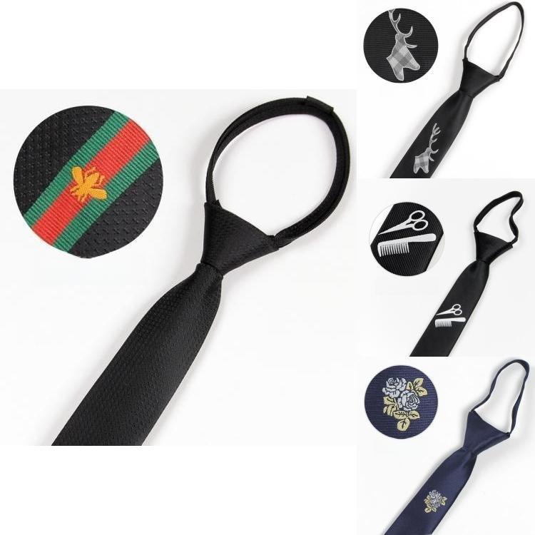 Tiger Head Embroidered Neck Tie For Kids With Striped Wool Material For School Or Casual Wear