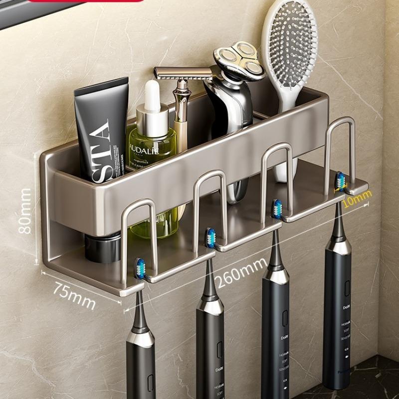 Gun Ash Toothbrush Rack, Bathroom Non-punching Mouthwash Cup, Tooth Cup, Wall-mounted Storage Rack, Electric Toothbrush Rack