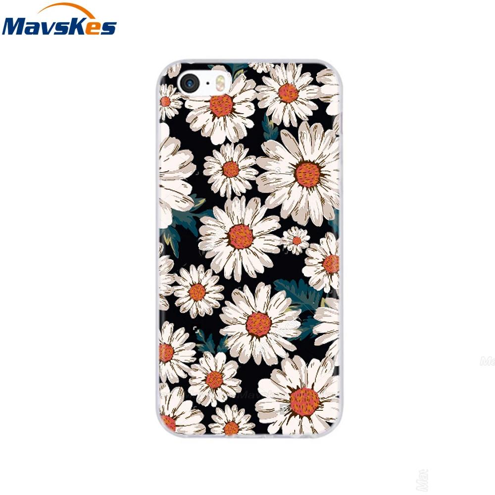 For iPhone 5s SE 5 Case Cover Silicone Soft TPU Cover Print Flower Cute Animal Phone Case For iPhone 6s 6 7 8 Fundas Clear Cases