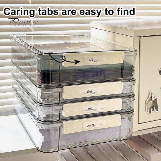 Transparent Document Organizer Box Dustproof with Lid Comfortable Grip Handle See-through Storage Container
