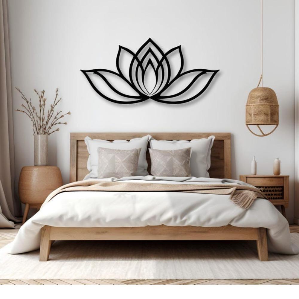 Lotus Flower Metal Wall Art Yoga Studio Mandala Zen Home Decor Spiritual Relaxing Sign