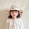 6-8Y Kids Summer Mesh Breathable Fisherman Hat Sweet Floral Strawberry Print Children Girls Sunshade Panama Cap Wide Brim Sunscreen Bucket Hats