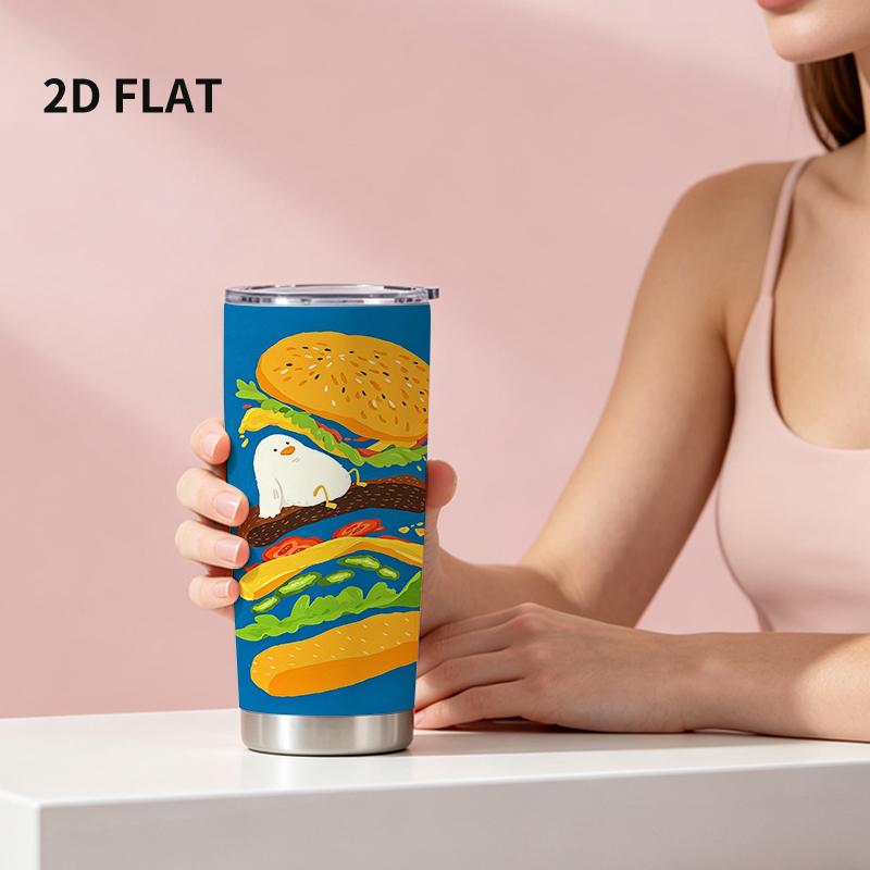 Car Tumbler 591ml Chick Burger Fun Element Straw Cup leakproof tumbler portable tumbler 20oz tumbler insulated travel cup Car Tumbler 591ml