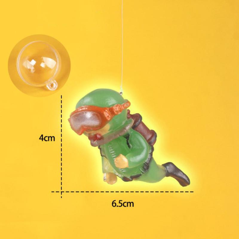 Luminous Green Mini Diver Kawaii Simulated Floating Frogman for Aquarium Ornaments Fish Tank Decoration Aquarium Accessories