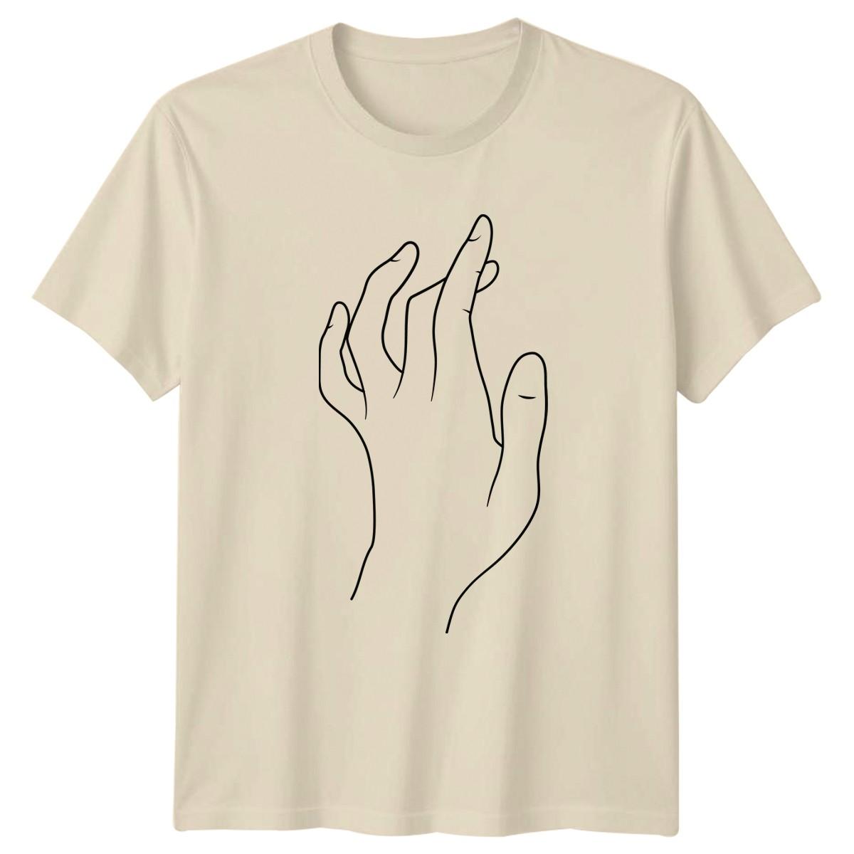Minimalist Hand Line Art T-Shirt Modern Art Aesthetic Birthday Gift S