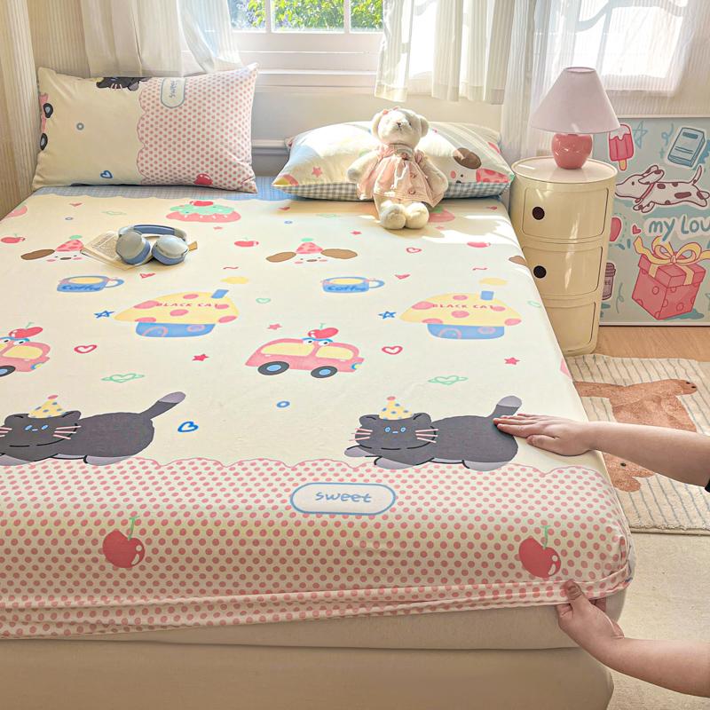 Soft Fitted Sheet Pure Cotton Bed Cover Single/Twin/Queen/King Size Bedsheet Non-slip Bed Linen sabanas (Pillowcase Need Order)